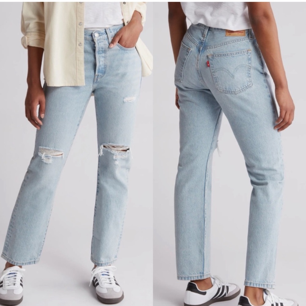 Levi’s 501 Ripped High Waist Straight Leg Jeans